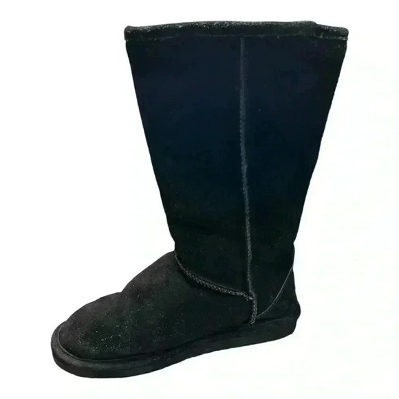 Bearpaw Womens Emma Tall Black Suede Wool Sheepskin Lined Winter Boots Sz 6 - Picture 1 of 9